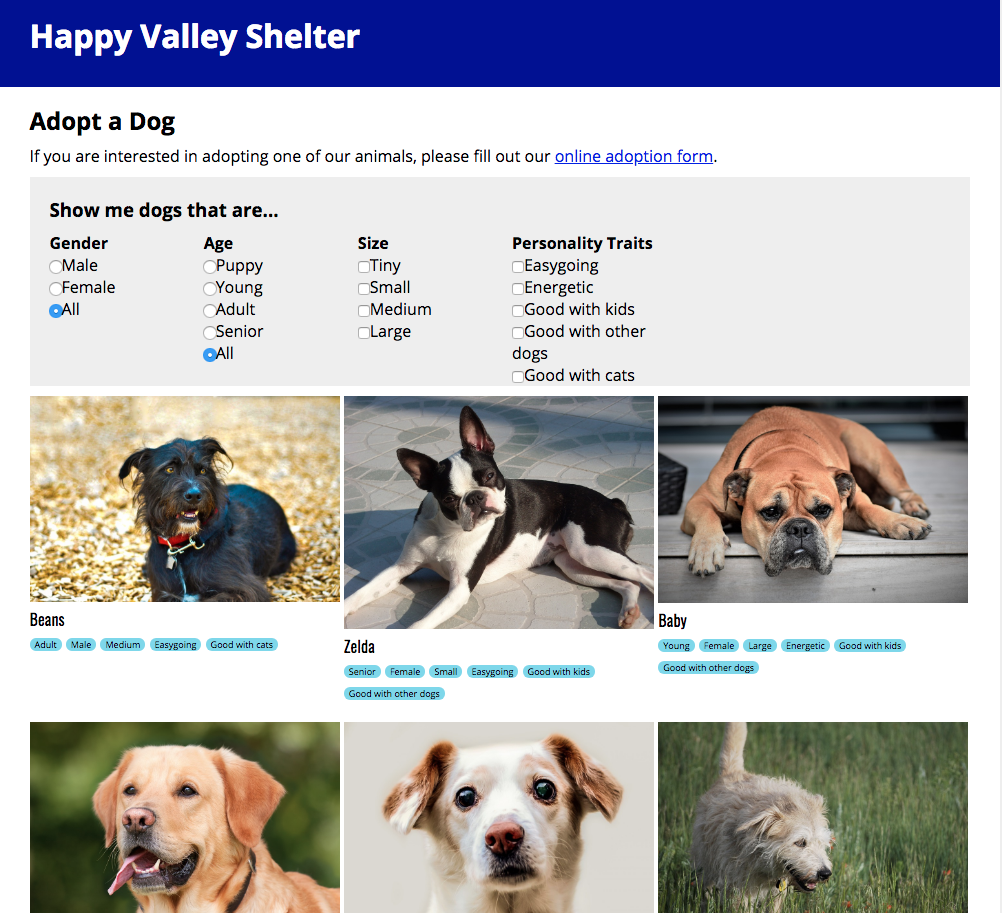 Screenshot of Happy Valley site